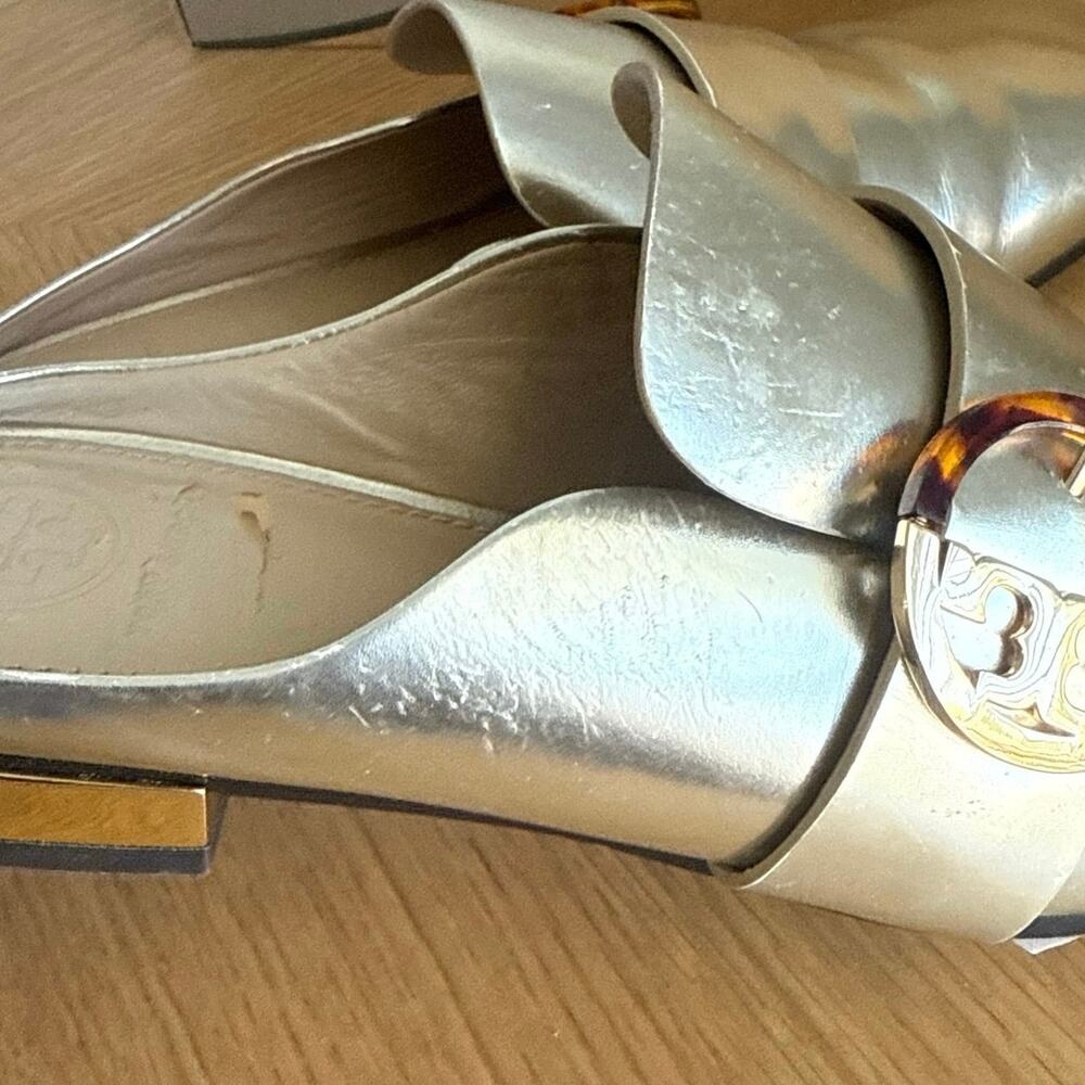 Tory Burch Sidney ‘Gold Tone’ Women Mule Slip On Shoes  - SZ 7.5 - Picture 9 of 14